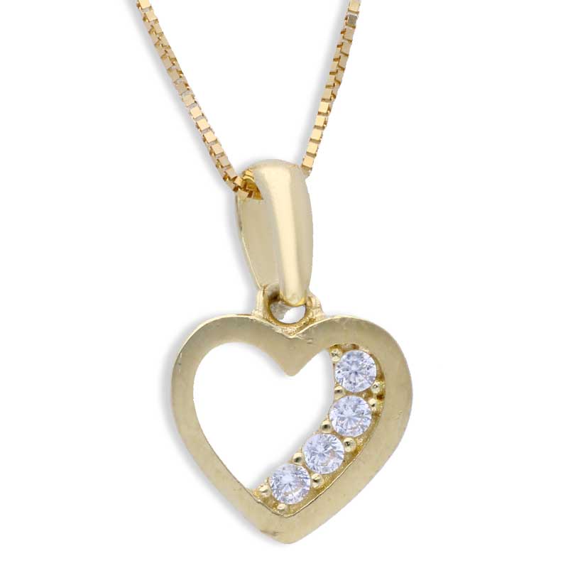 Gold Heart Shaped Pendant Set (Necklace and Earrings) 18KT - FKJNKLST18KU2017