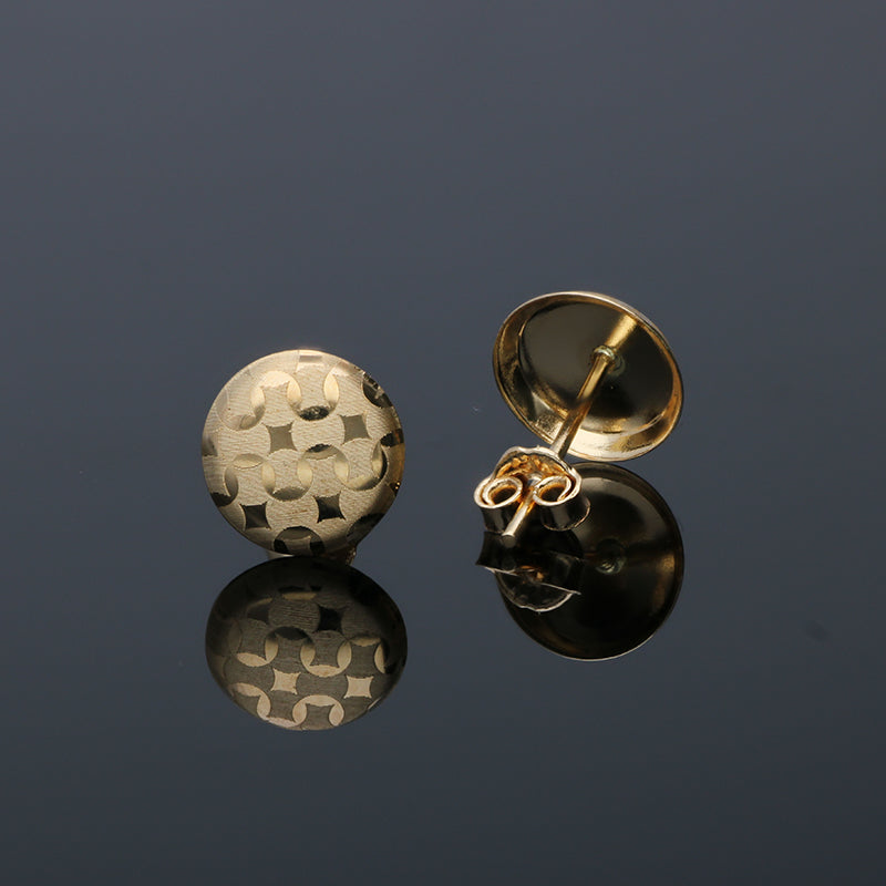 Gold Round Shaped Stud Earrings 18KT - FKJERN18KU3038