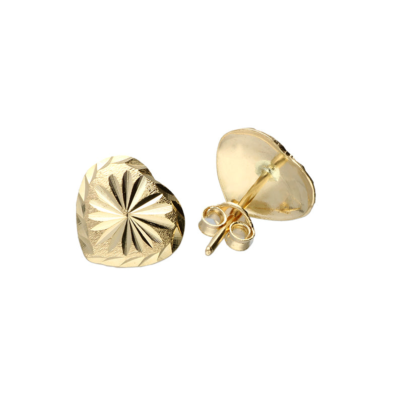 Gold Heart Shaped Stud Earrings 18KT - FKJERN18KU3048