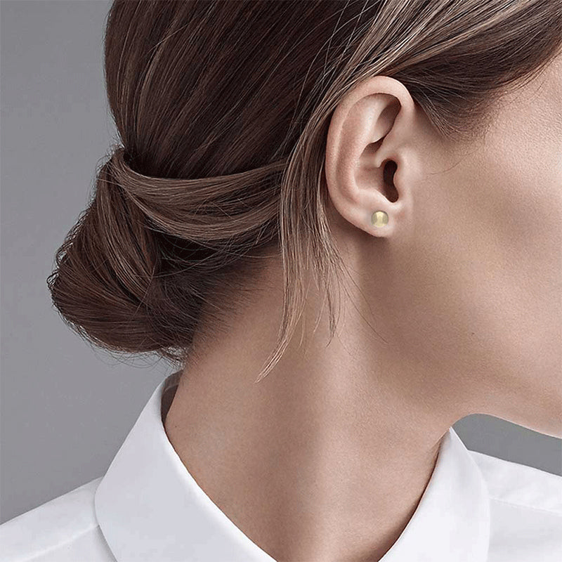 Gold Round Shaped Stud Earrings 18KT - FKJERN18KU3128
