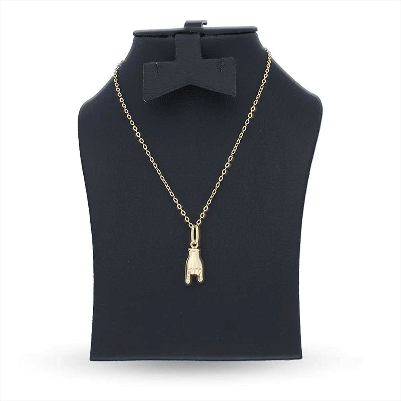 Gold Necklace (Chain with Rock Gesture Pendant) 18KT - FKJNKL18KU1131