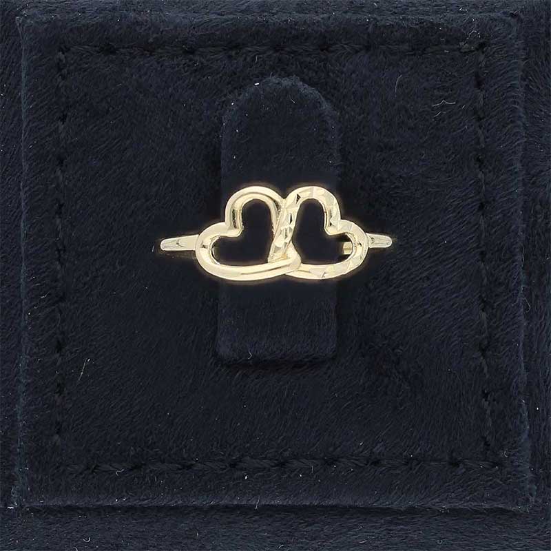 Gold Twin Hearts Ring 18KT - FKJRN18KU2103