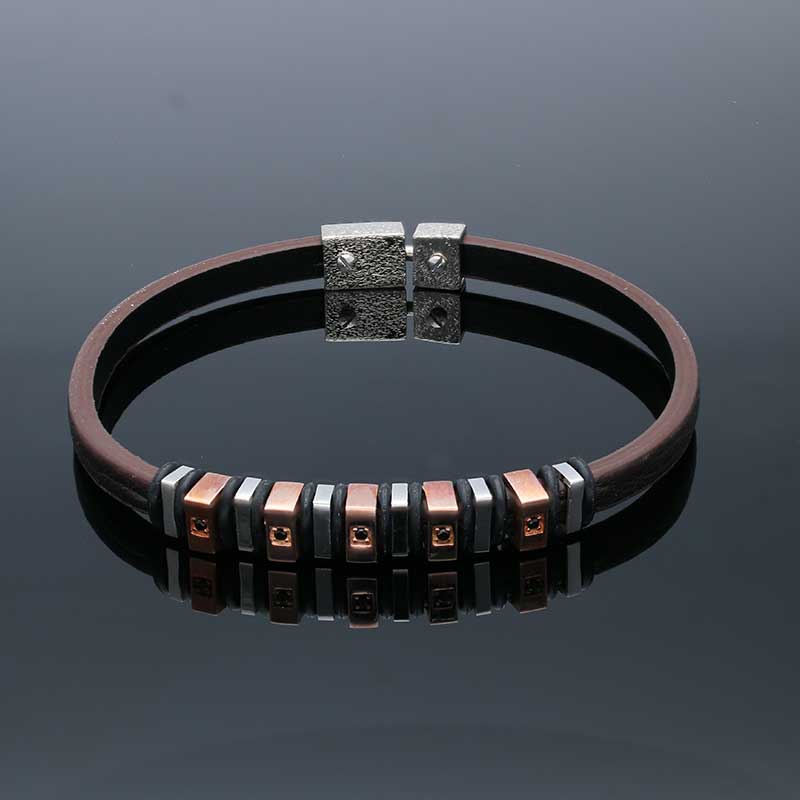 Sterling Silver 925 Leather Bracelet - FKJBRLSLU1114