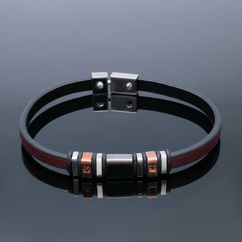 Sterling Silver 925 Leather Bracelet - FKJBRLSLU1109