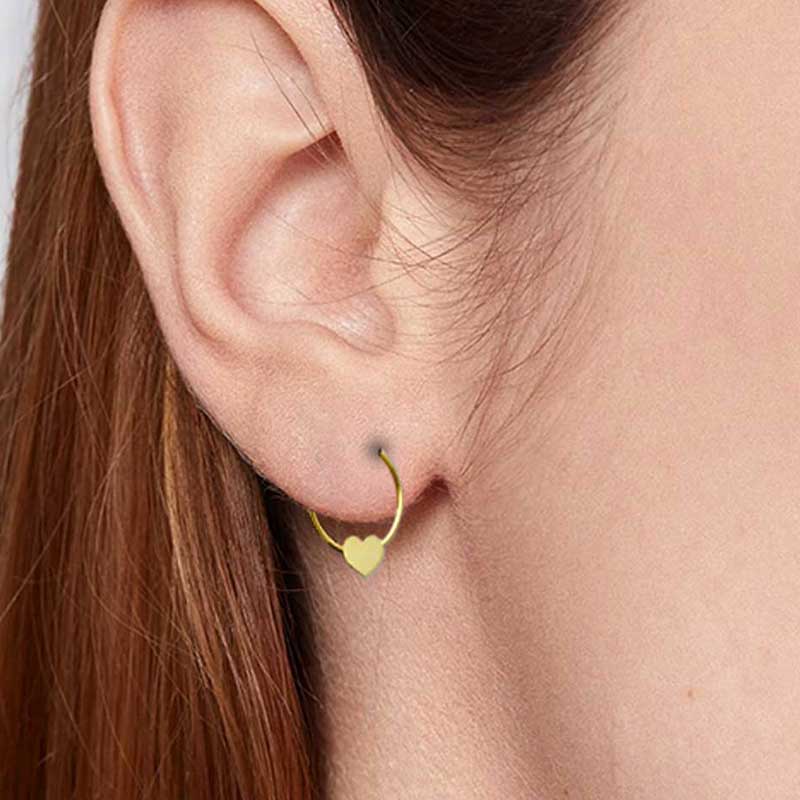 Gold Heart Shaped Clip on Hoop Earrings 18KT - FKJERN18KU3131