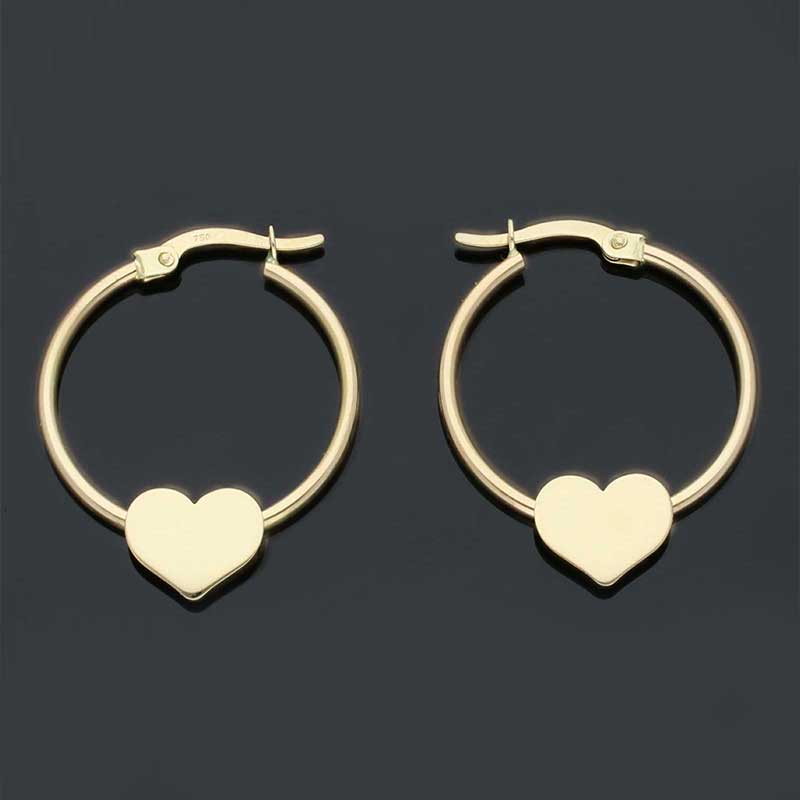 Gold Heart Shaped Clip on Hoop Earrings 18KT - FKJERN18KU3131