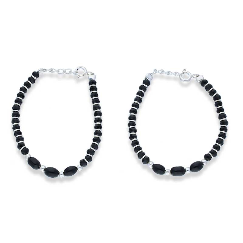 Sterling Silver 925 Black Beads Nazariya Baby Bracelet - FKJBRLSLU1116