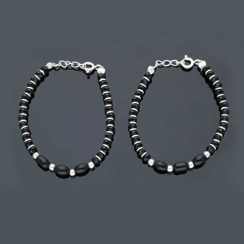 Sterling Silver 925 Black Beads Nazariya Baby Bracelet - FKJBRLSLU1116