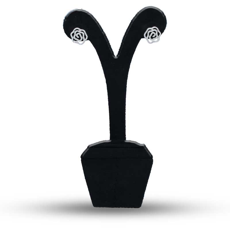 Sterling Silver 925 Rose Flower Shaped Stud Earrings - FKJERNSLU3135