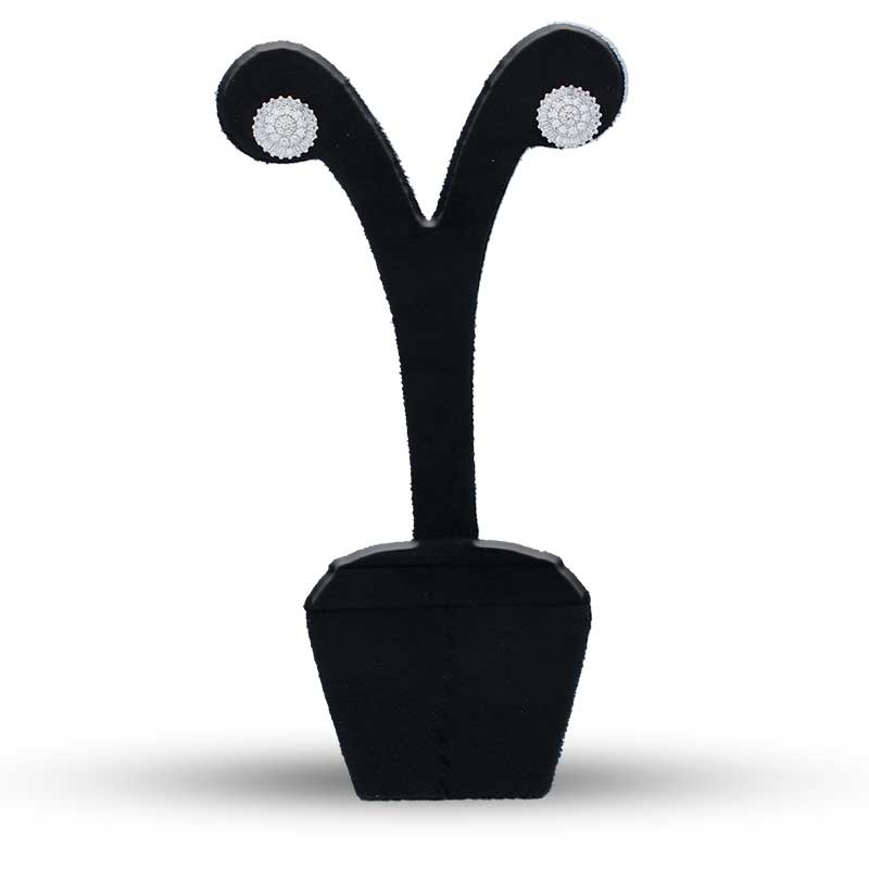 Sterling Silver 925 Round Shaped Stud Earrings - FKJERNSLU3146