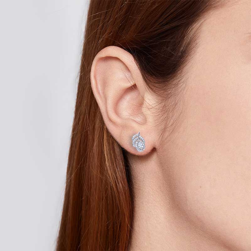 Sterling Silver 925 Leaf Shaped Stud Earrings - FKJERNSLU3149