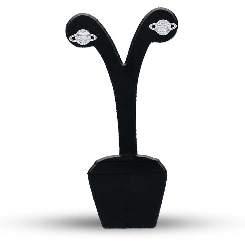 Sterling Silver 925 Saturn Shaped Stud Earrings - FKJERNSLU3147