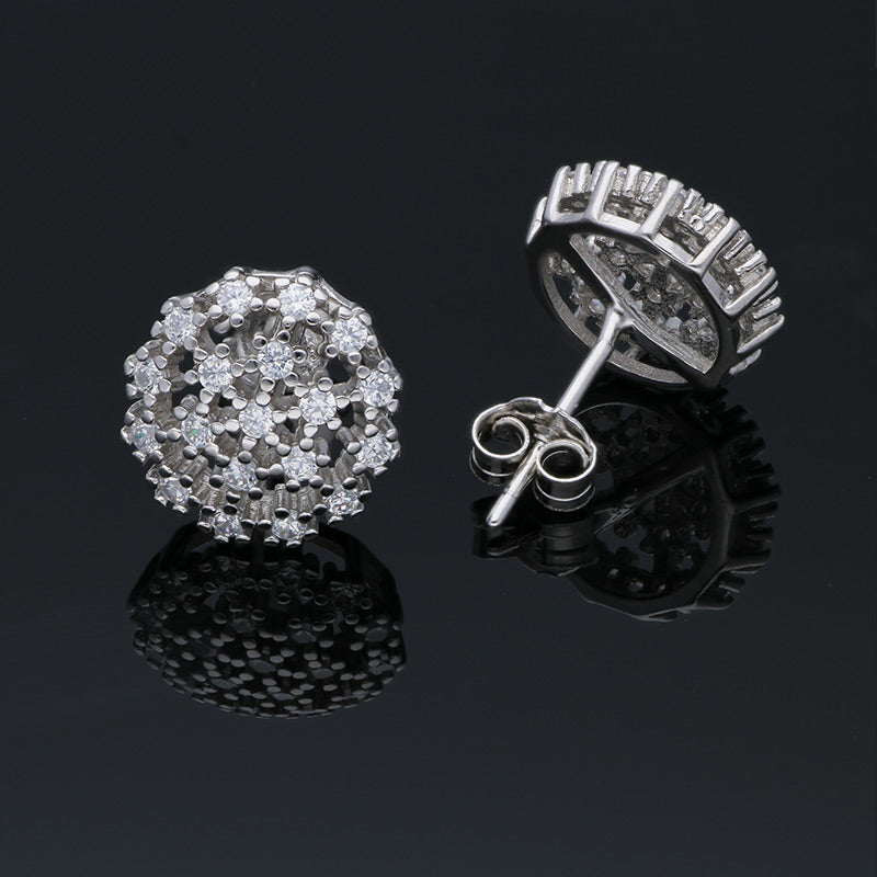 Sterling Silver 925 Round Shaped Stud Earrings - FKJERNSLU3150