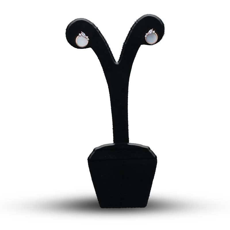 Sterling Silver 925 Rose Gold Plated Stud Earrings - FKJERNSLU3157