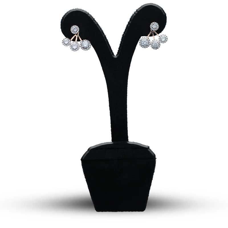 Sterling Silver 925 Rose Gold Plated Stud Earrings - FKJERNSLU3154