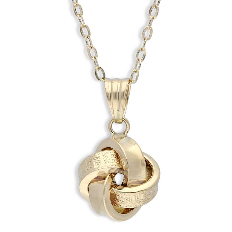Gold Knot Pendant Set (Necklace and Earrings) 18KT - FKJNKLST18KU2036