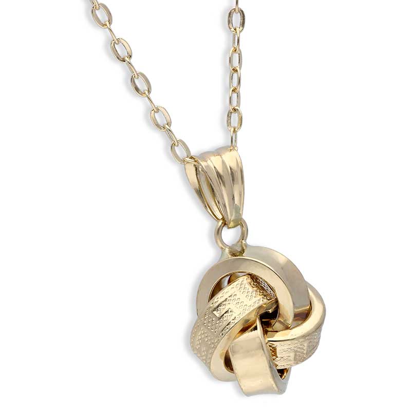 Gold Knot Pendant Set (Necklace and Earrings) 18KT - FKJNKLST18KU2036