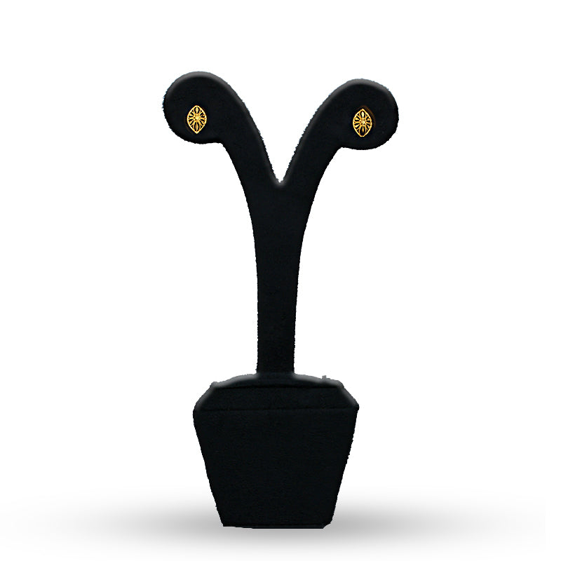 Gold Leaf Shaped Stud Earrings 21KT - FKJERN21KU6012