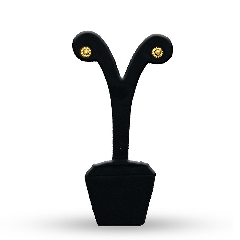 Gold Flower Shaped Stud Earrings 21KT - FKJERN21KU6013