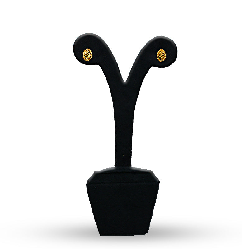 Gold Leaf Shaped Stud Earrings 21KT - FKJERN21KU6017