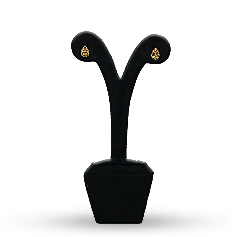 Gold Pear Shaped Stud Earrings 21KT - FKJERN21KU6016