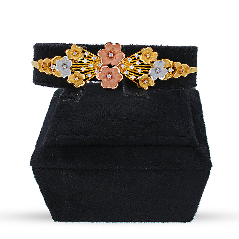 Tri Tone Gold Flowers Bracelet 21KT - FKJBRL21KU6050