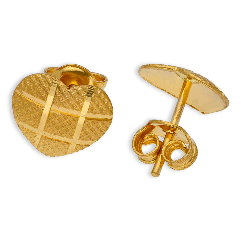 Gold Heart Shaped Pendant Set (Necklace and Earrings) 21KT - FKJNKLST21KU6072
