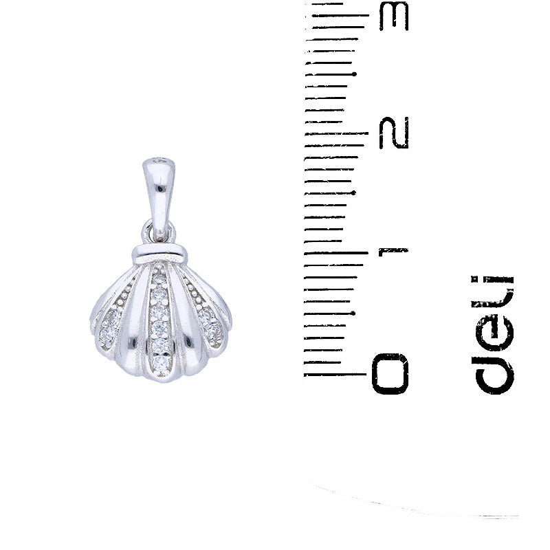 Sterling Silver 925 Shell Pendant Set (Necklace and Earrings) - FKJNKLSTSLU6077