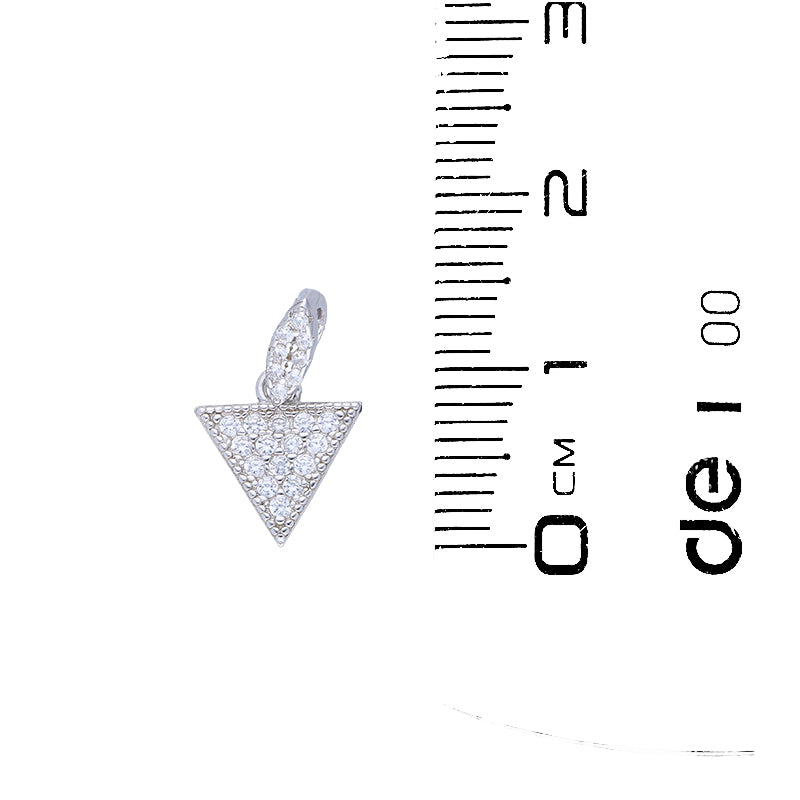 Sterling Silver 925 Triangle Shaped Pendant Set (Necklace and Earrings) - FKJNKLSTSLU6082