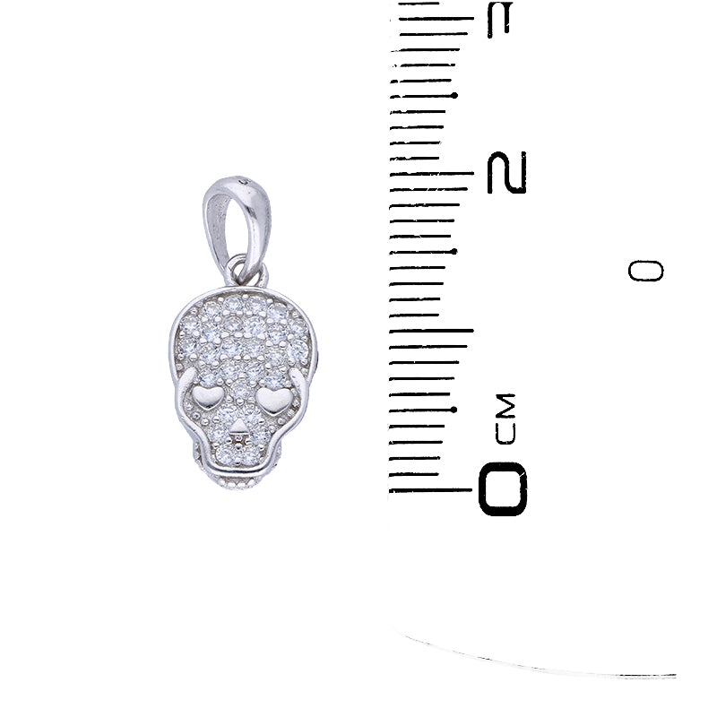 Sterling Silver 925 Skull Pendant Set (Necklace and Earrings) - FKJNKLSTSLU6076