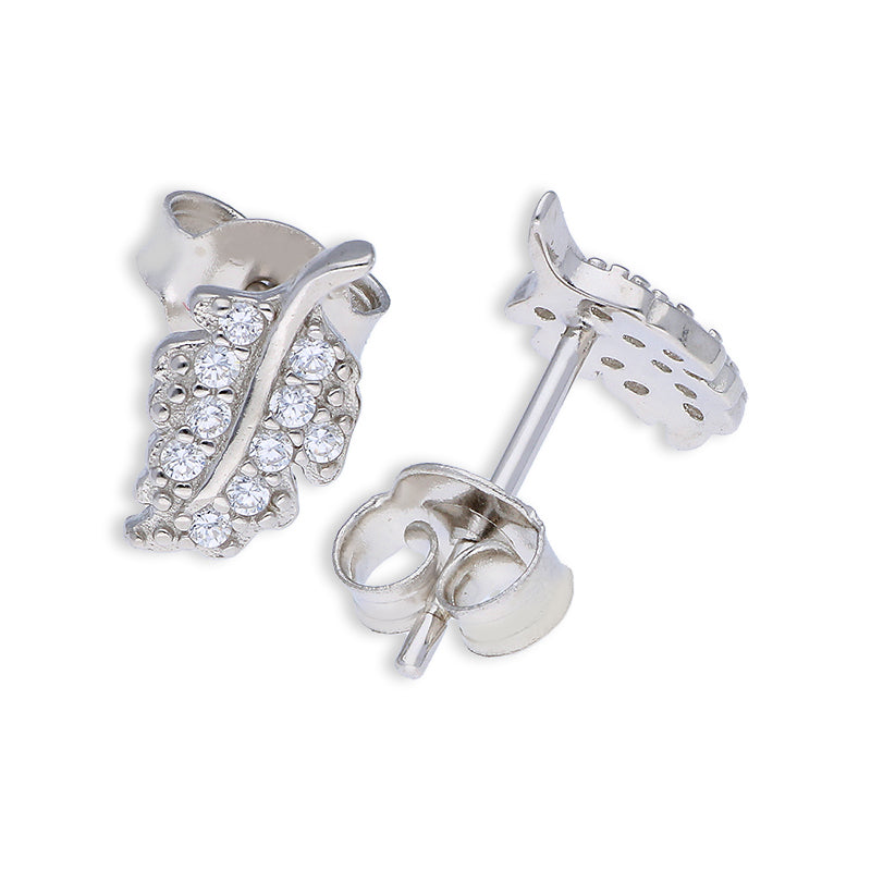 Sterling Silver 925 Leaf Shaped Pendant Set (Necklace and Earrings) - FKJNKLSTSLU6080