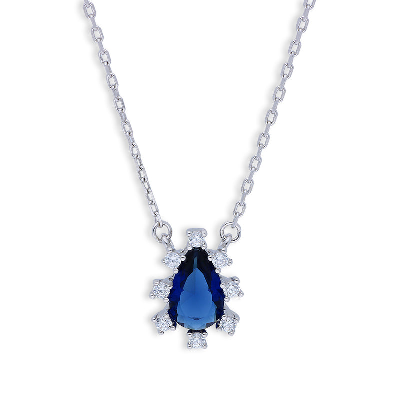 Sterling Silver 925 Pear Shaped Solitaire Necklace - FKJNKLSLU6095