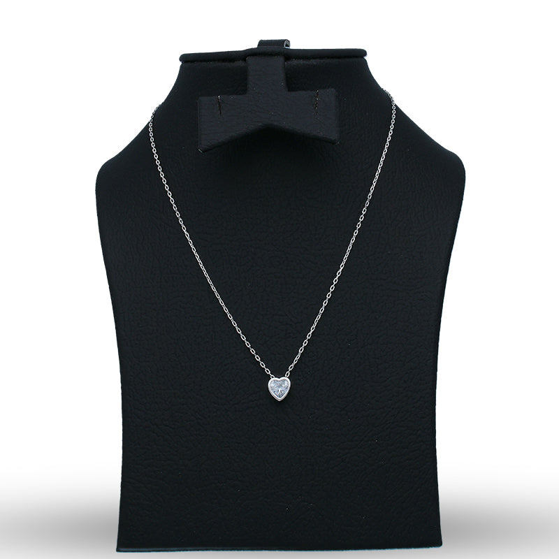 Sterling Silver 925 Heart Solitaire Necklace - FKJNKLSLU6087