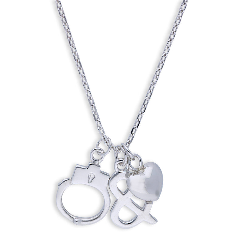 Sterling Silver 925 Hand Cuff & Heart Necklace - FKJNKLSLU6088