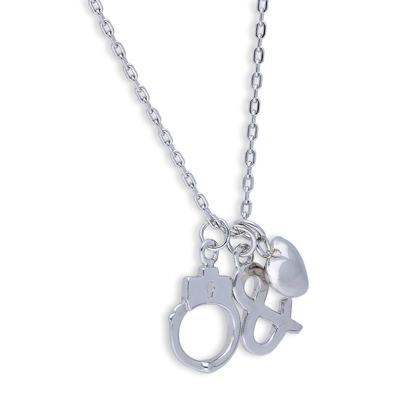 Sterling Silver 925 Hand Cuff & Heart Necklace - FKJNKLSLU6088