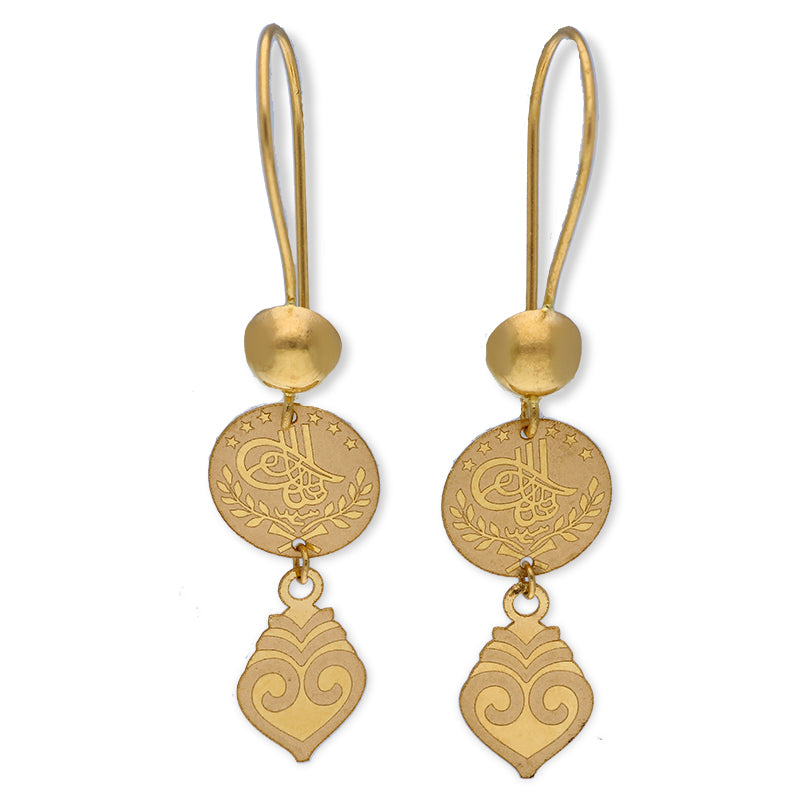 Gold Drop Earrings 21KT - FKJERN21KU3167