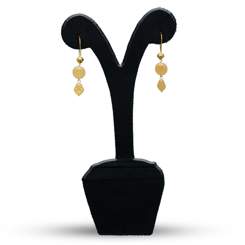 Gold Drop Earrings 21KT - FKJERN21KU3167