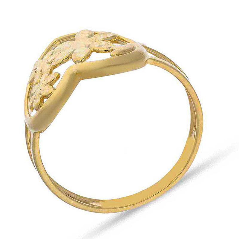 Gold Flowers In Heart Ring 18KT - FKJRN18KU2080