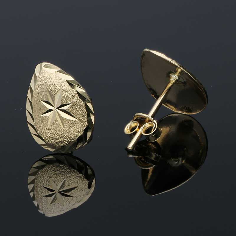 Gold Pear Shaped Stud Earrings 18KT - FKJERN18KU3053