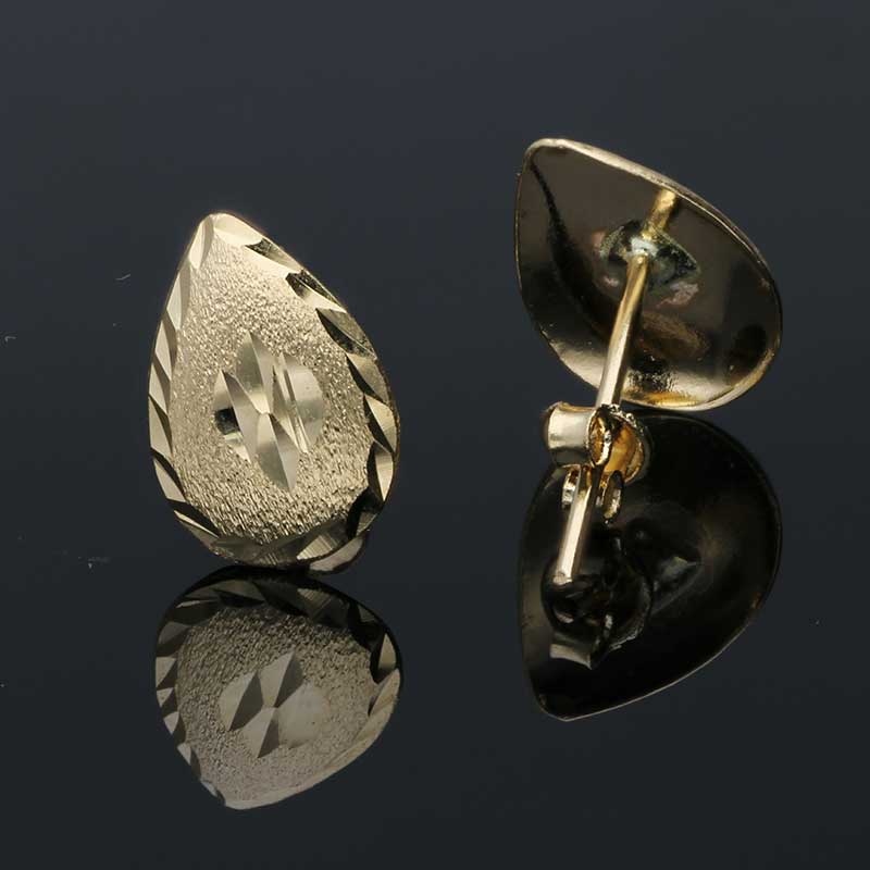 Gold Pear Shaped Stud Earrings 18KT - FKJERN18KU3055