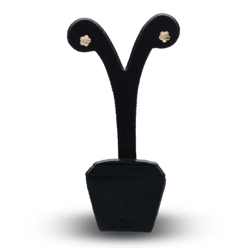 Gold Flower Shaped Stud Earrings 18KT - FKJERN18KU3057