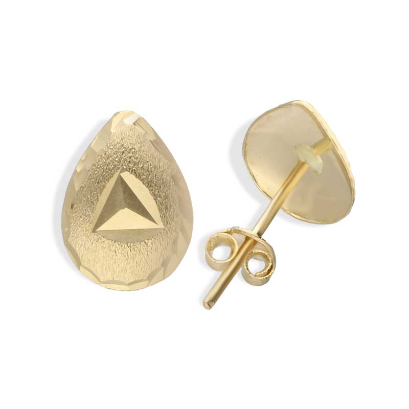 Gold Pear Shaped Stud Earrings 18KT - FKJERN18KU3054