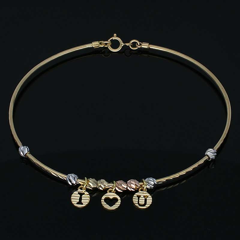 Gold Hanging Bangle in 18KT - FKJBNG18KU2013