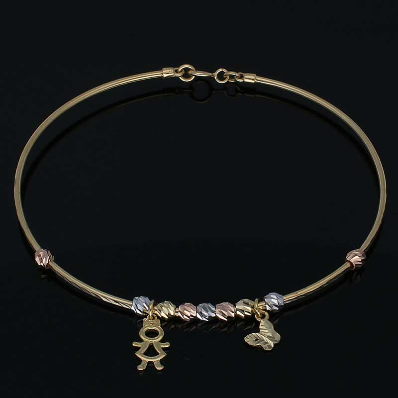 Gold Hanging Bangle in 18KT - FKJBNG18KU2014