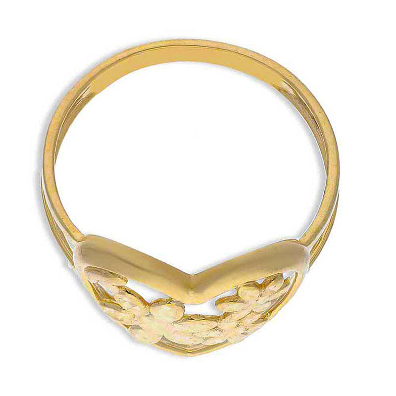 Gold Flowers In Heart Ring 18KT - FKJRN18KU2080