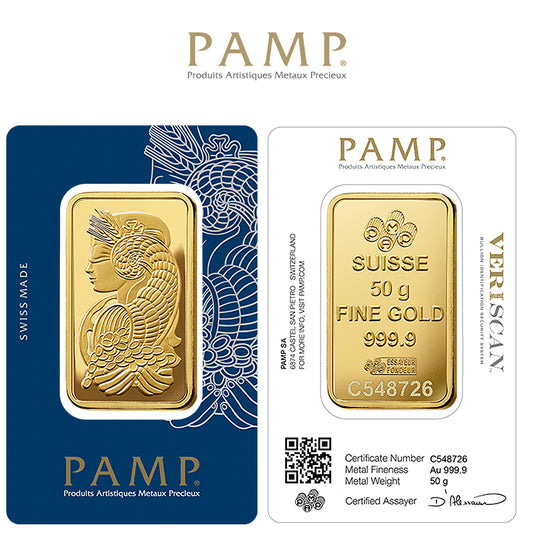 Pamp Suisse Queen Fortuna 50 Grams Gold Bar 24KT - FKJGBR24K2186