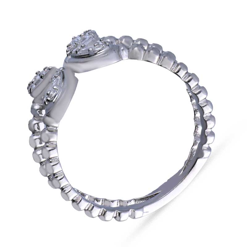 Sterling Silver 925 Flower Shaped Solitaires Ring - FKJRNSLU2014