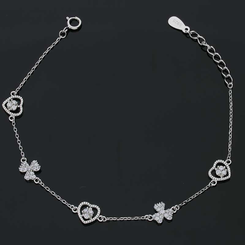 Sterling Silver 925 Hearts And Knot Bracelet - FKJBRLSLU1044