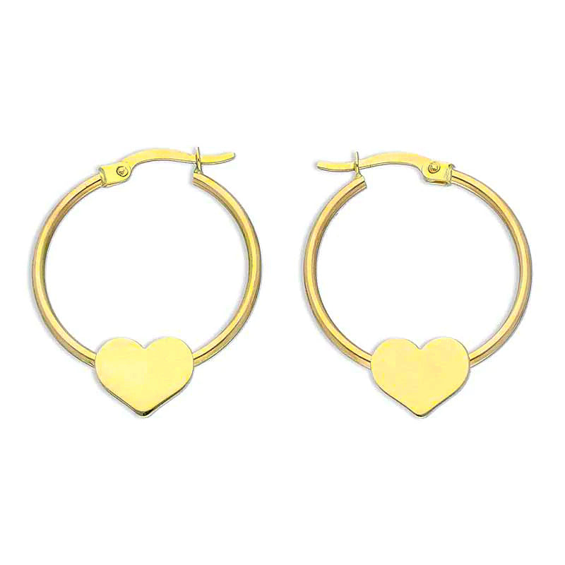Gold Heart Shaped Clip on Hoop Earrings 18KT - FKJERN18KU3131
