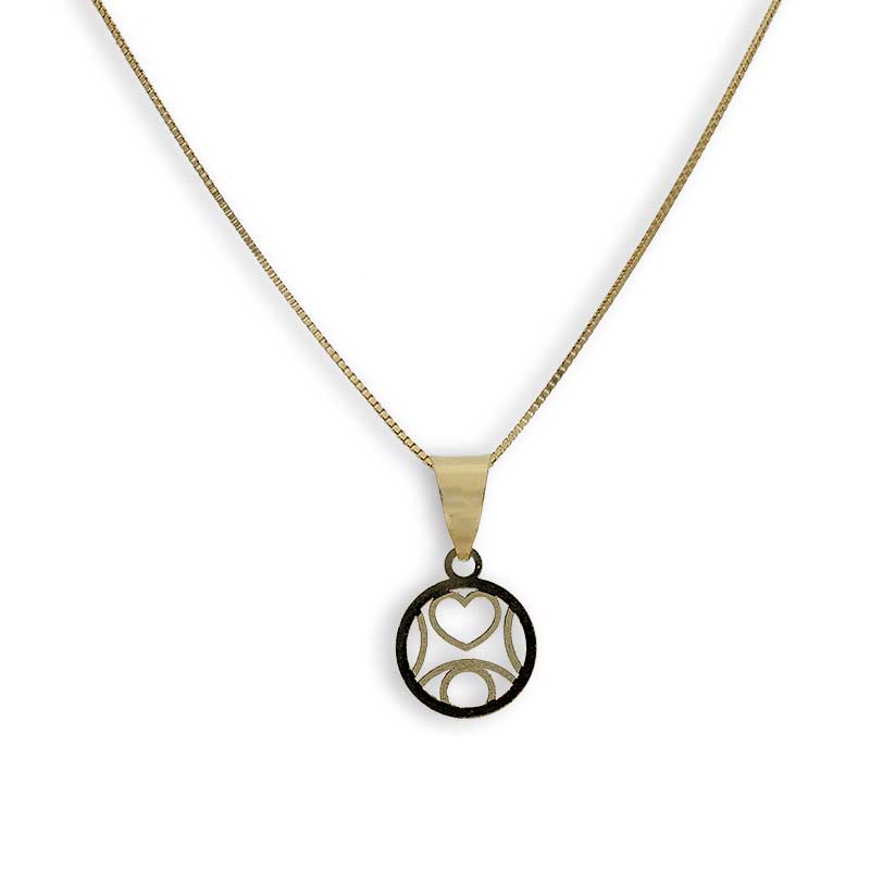 Gold Necklace (Chain with Round Shaped Heart Pendant) 18KT - FKJNKL18K2298